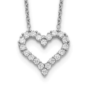 Kazi Luxury Silver Rhodium-plated CZ Open Heart 16in Necklace with 2in extension